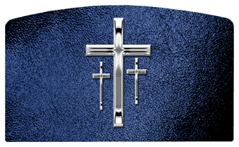 DACRO-517-SL-SH-BL Silver 3 Crosses Shimmer Blue